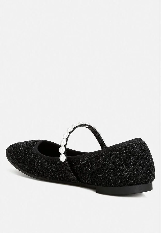 Corphee Pearl Strapped Glitter Ballerinas - Image 3