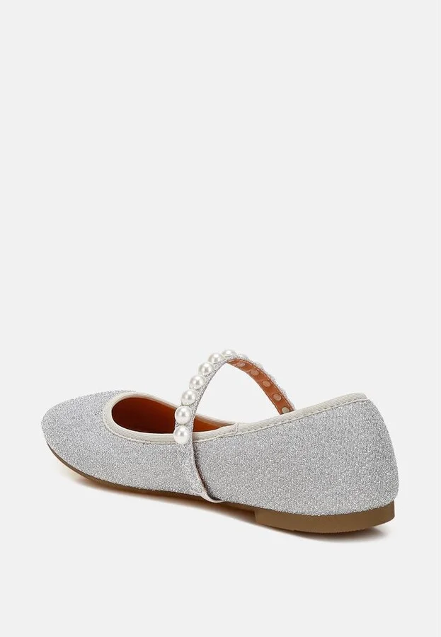 Corphee Pearl Strapped Glitter Ballerinas - Image 5