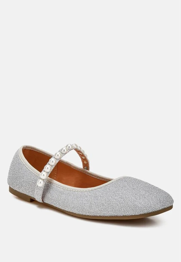 Corphee Pearl Strapped Glitter Ballerinas - Image 6