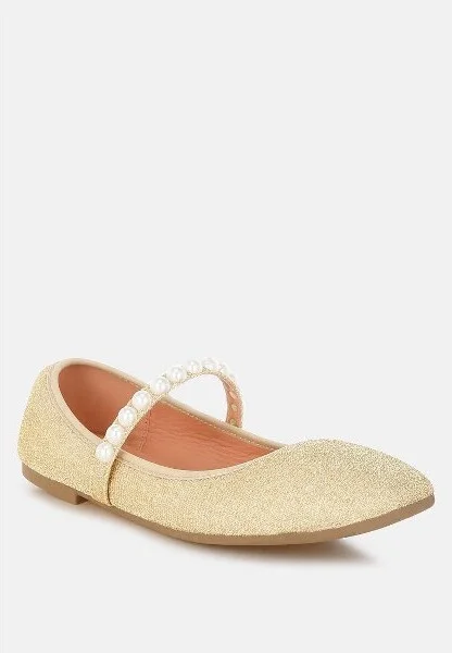 Corphee Pearl Strapped Glitter Ballerinas Women - Image 3