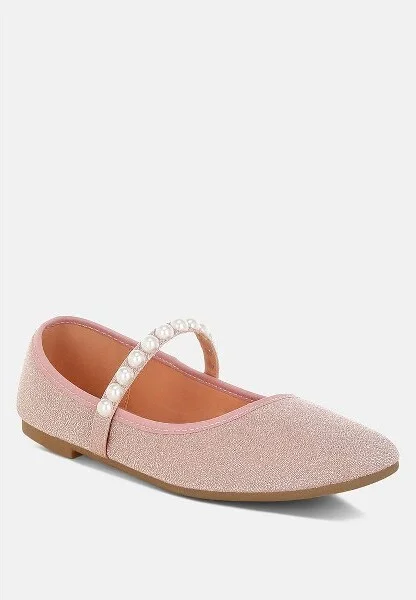 Corphee Pearl Strapped Glitter Ballerinas Women - Image 4