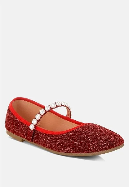 Corphee Pearl Strapped Glitter Ballerinas Women - Image 5