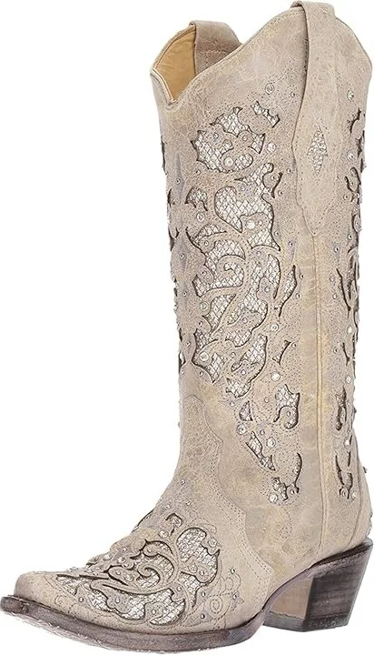 Corral Boots A3322 Cowboy Women's Boots White Glitter : 5 B - Medium, Leather - Image 2