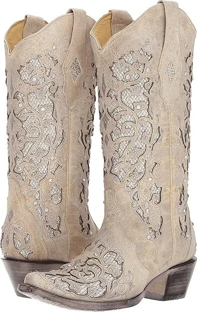 Corral Boots A3322 Cowboy Women's Boots White Glitter : 5 B - Medium, Leather