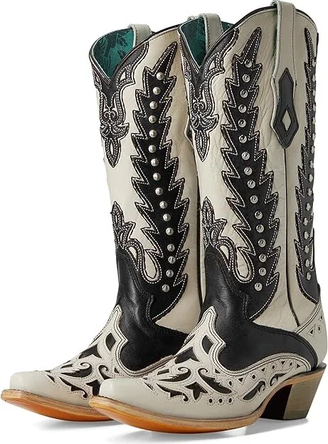 Corral Boots C4160 Cowboy Women's Boots White/Black : 9 B - Medium, Leather/Rubber