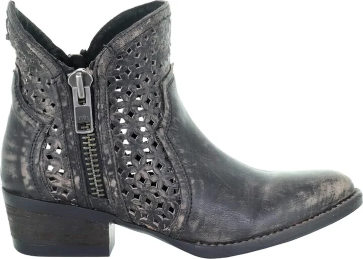 Corral Boots Women's Leather Cowgirl Cut-Out Shortie Booties | Round Toe 1 5/8" Heel Height 5 3/8" Shaft Comfortable Fit Western Style