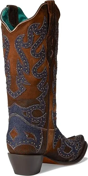 Corral Boots Z5283 Cowboy Women's Boots Brown/Denim : 7.5 B - Medium, Leather - Image 4