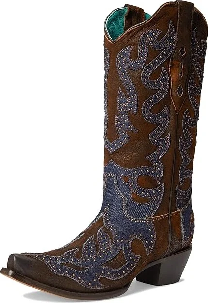 Corral Boots Z5283 Cowboy Women's Boots Brown/Denim : 7.5 B - Medium, Leather - Image 5