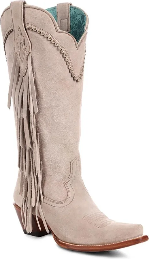Corral Ladie's Beige Embroidery & Studs & Fringes