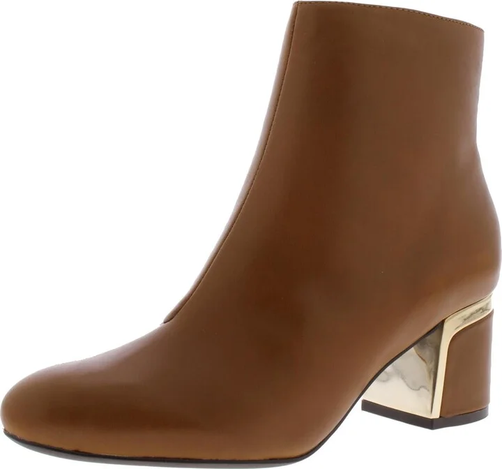 Corrie Womens Leather Contrast Trim Booties
