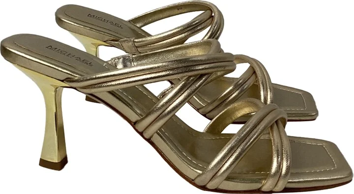 Corrine Metallic Sandal in Pale Gold Leather