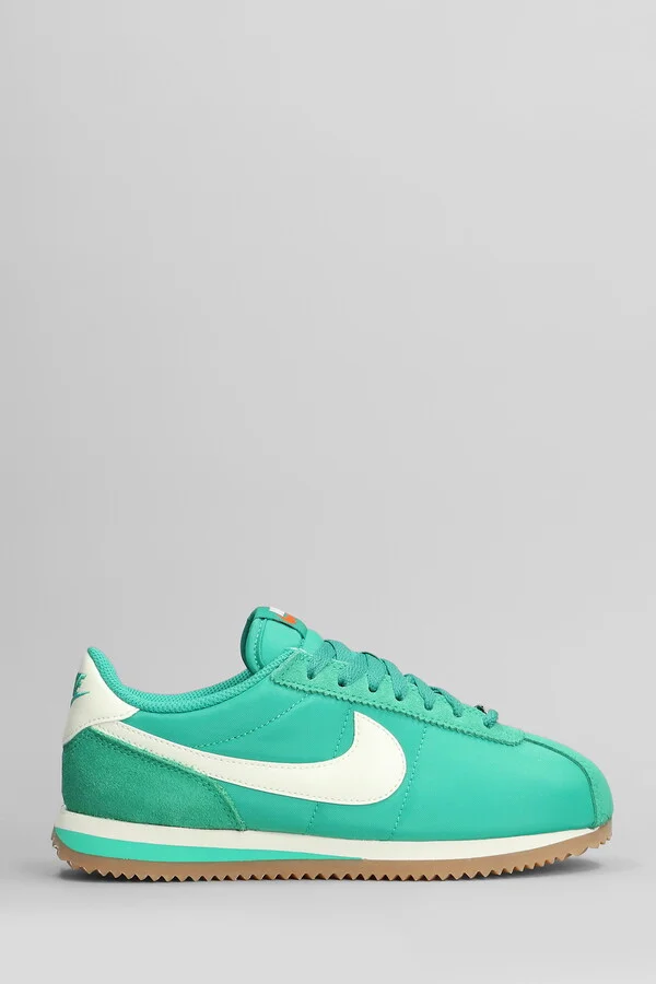Cortez Sneakers In Green Suede And Fabric