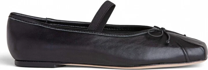 Cosie Black Leather Comfortable Ballerina - Image 3