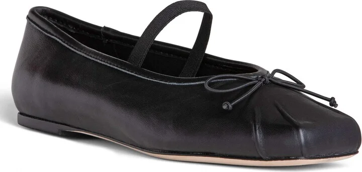 Cosie Black Leather Comfortable Ballerina
