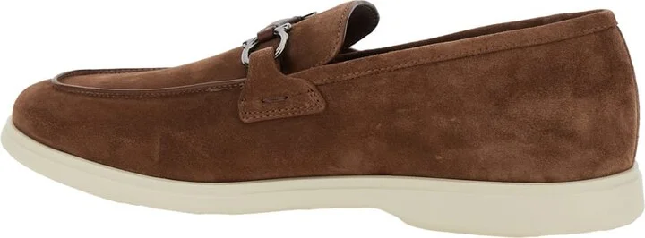 'cosimo' Brown Loafers With Metallic Hooks On The Front In Suede Man - Image 2
