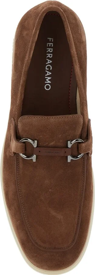 'cosimo' Brown Loafers With Metallic Hooks On The Front In Suede Man - Image 3