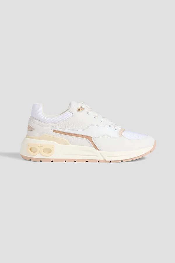 Cosma mesh, smooth and pebbled-leather sneakers