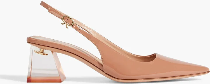 Cosmic 55 patent-leather slingback pumps