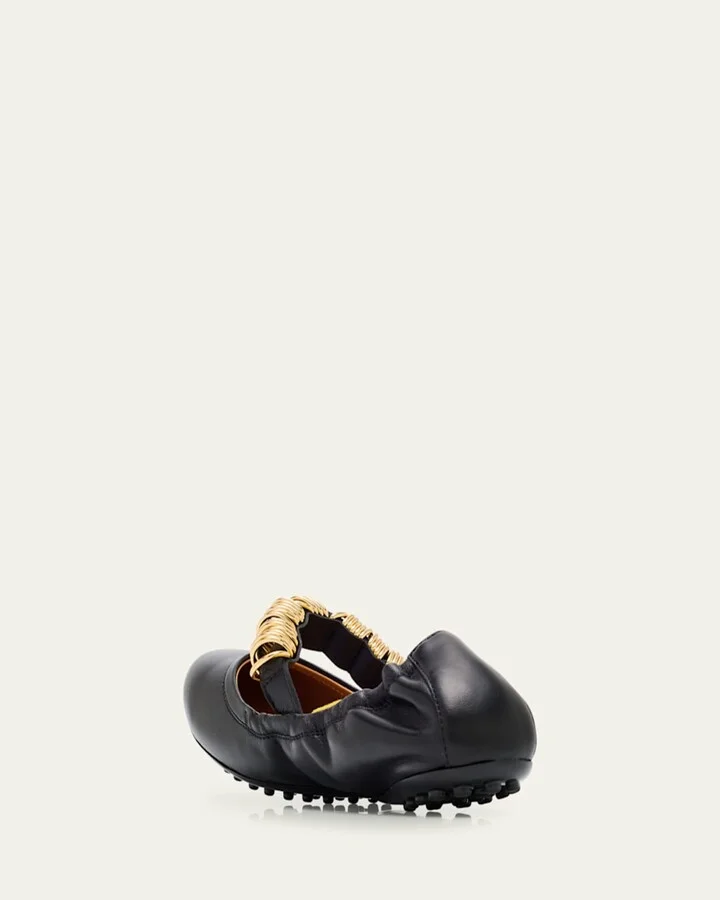 Cosmo Nappa Leather Band Rings Ballerina Flats - Image 4