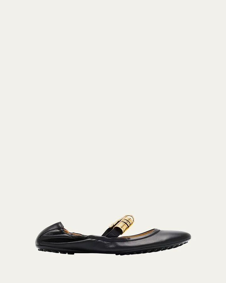 Cosmo Nappa Leather Band Rings Ballerina Flats