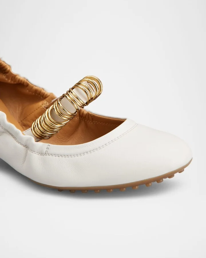 Cosmo Rings Leather Ballerina Flats - Image 2