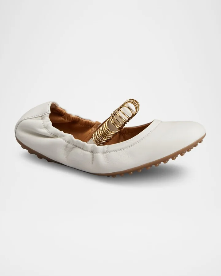 Cosmo Rings Leather Ballerina Flats - Image 5