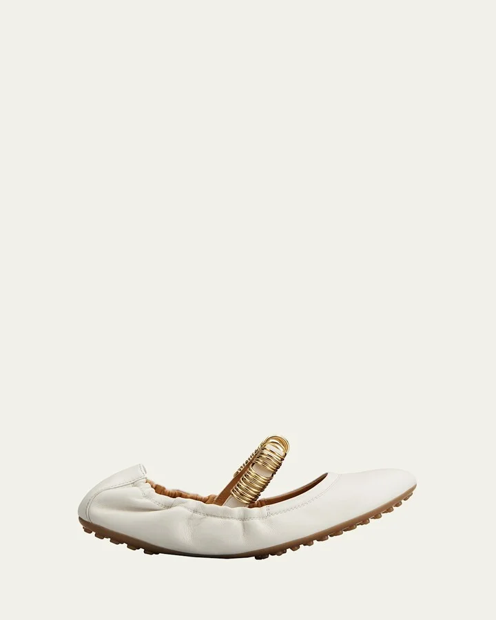 Cosmo Rings Leather Ballerina Flats