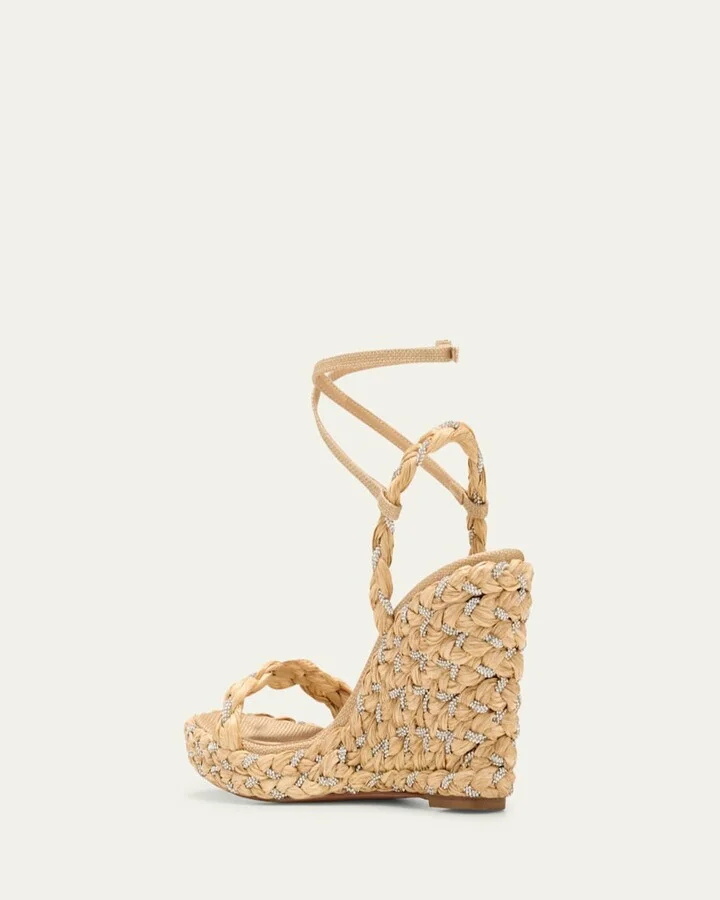 Costiera Braided Crystal Wedge Sandals - Image 2