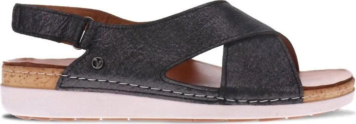 Cottesloe Back Strap Sandal In Black Linen