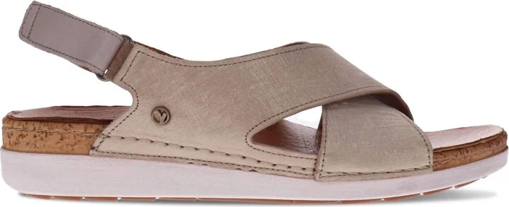 Cottesloe Back Strap Sandal In Gold Linen