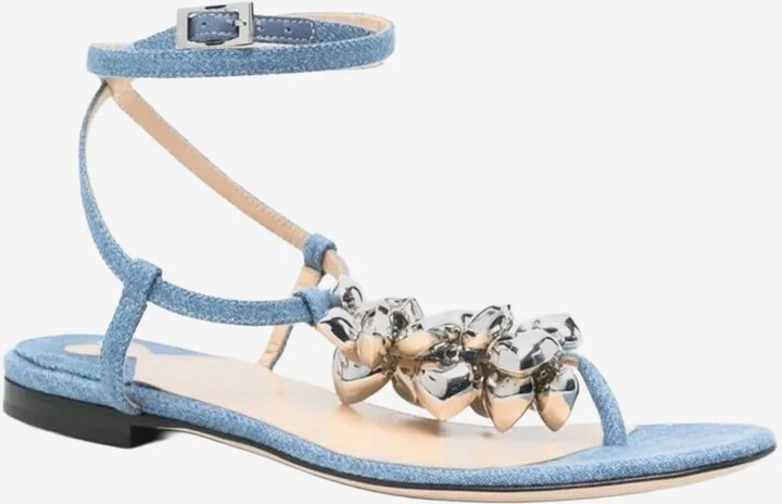 Cotton And Leather Sandals - Image 2
