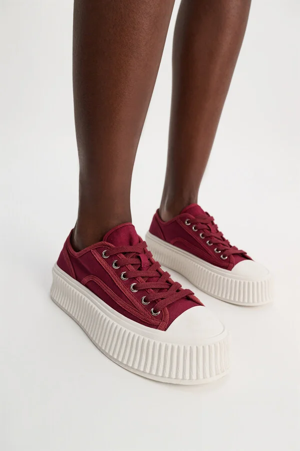 Cotton canvas platform sneakers - Image 3