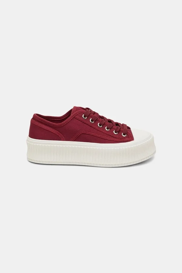 Cotton canvas platform sneakers