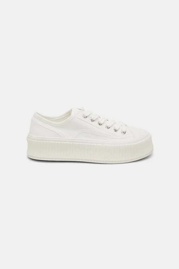 Cotton canvas platform sneakers