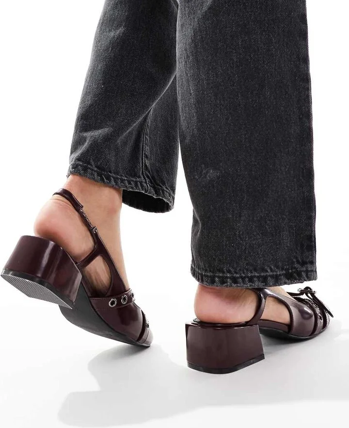Cotton On Bonnie slingback block heel in burgundy - Image 3