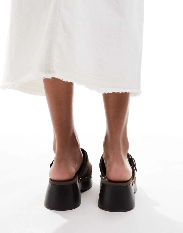 Cotton On cindy boho platform clog in chocolate micro - Image 4
