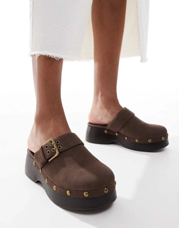 Cotton On cindy boho platform clog in chocolate micro