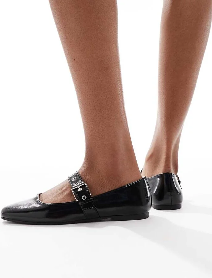 Cotton On Miley Mary Jane ballerina flats in black - Image 3