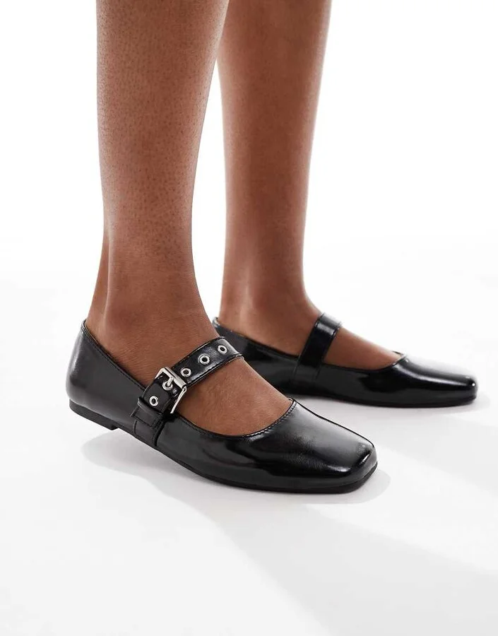 Cotton On Miley Mary Jane ballerina flats in black