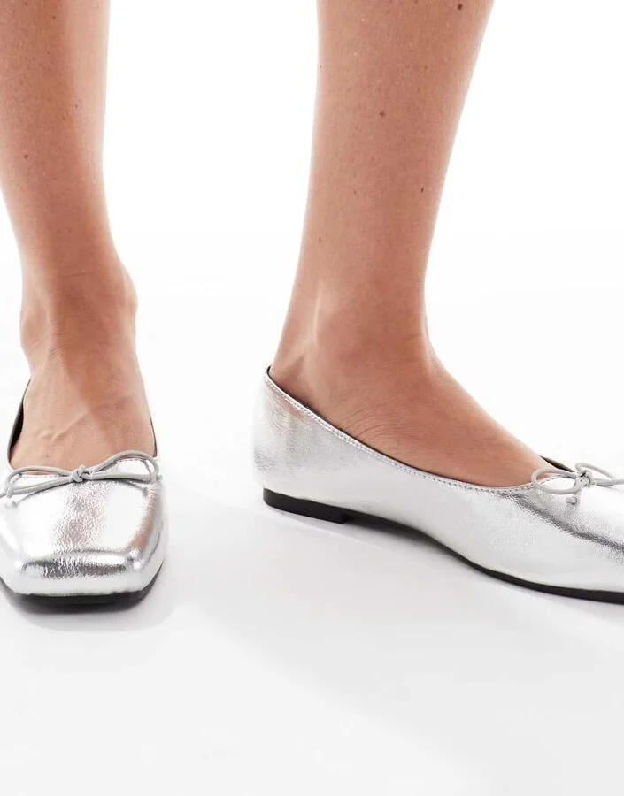 Cotton On Milley ballet flats in silver texture - Image 2