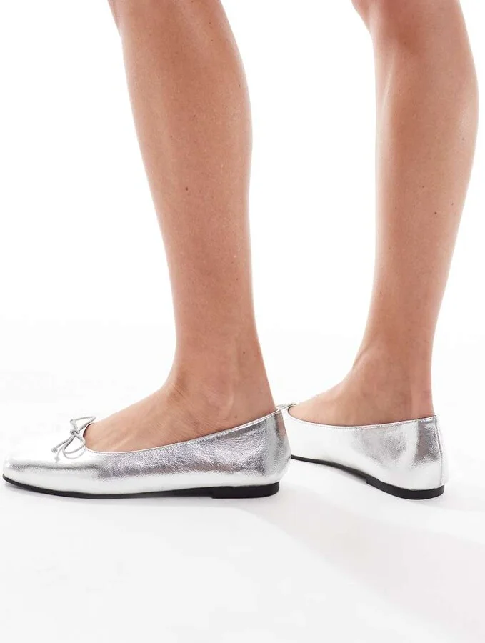 Cotton On Milley ballet flats in silver texture - Image 3