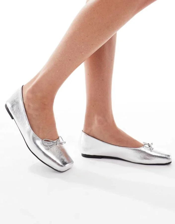 Cotton On Milley ballet flats in silver texture