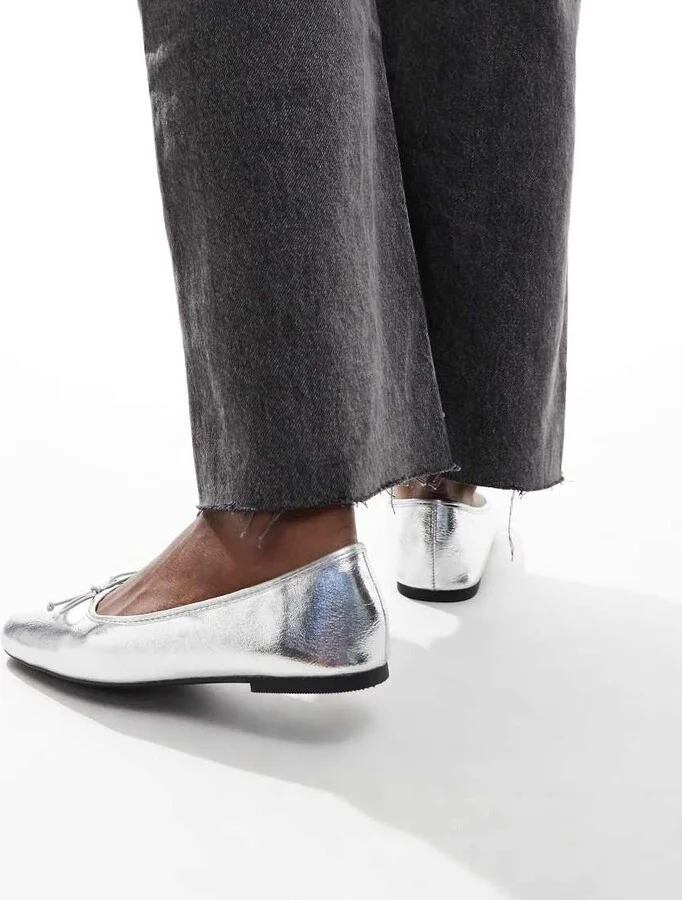 Cotton On ziggy ballet flats in silver - Image 4