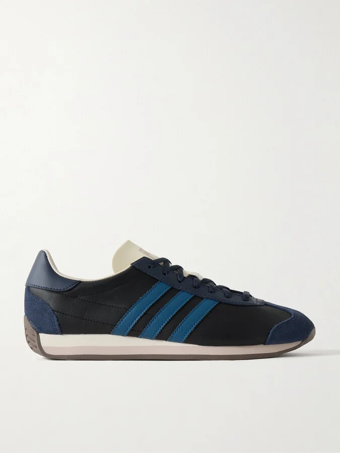 Country Suede-Trimmed Leather Sneakers
