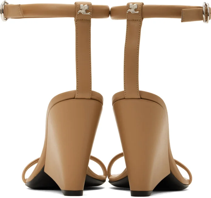 Courrèges Beige Oblique Leather Heeled Sandals - Image 2