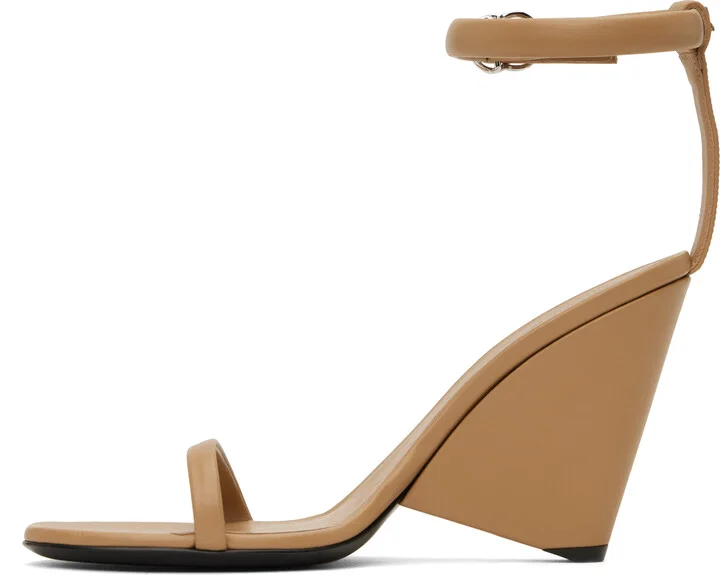 Courrèges Beige Oblique Leather Heeled Sandals - Image 3