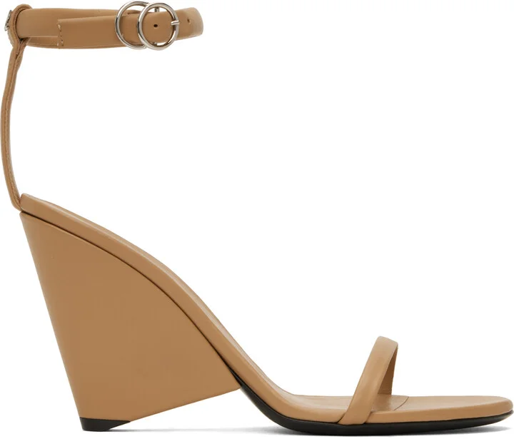 Courrèges Beige Oblique Leather Heeled Sandals