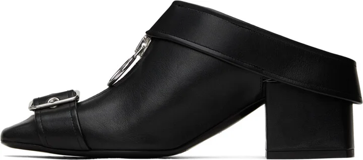 Courrèges Black Gogo Leather Mules - Image 3