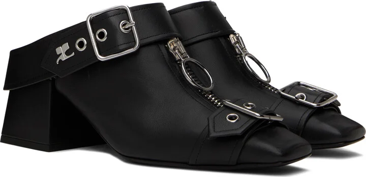 Courrèges Black Gogo Leather Mules - Image 4