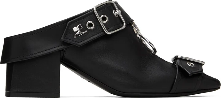 Courrèges Black Gogo Leather Mules